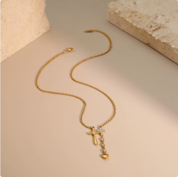 THE FIRST PROMISE | Double Cross Necklace