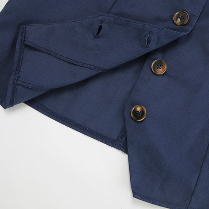 Spring Outfits 2024 | Blue Cotton Vest Shorts Outfit 2-piece Set