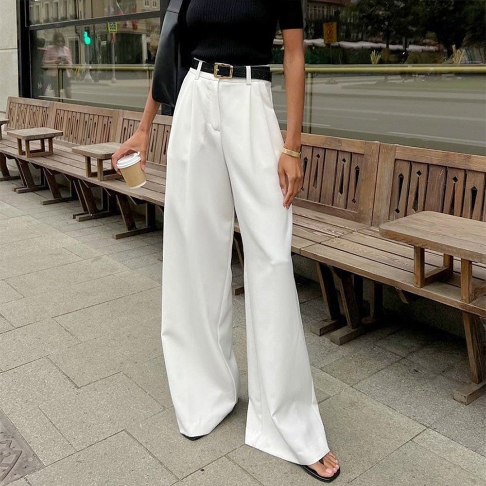 Thanksgiving Outfit Must-Have 2025 | Elegant Winter White Wide-Leg Trousers - High-Waist, Office to Casual Chic M / White Thanksgiving Outfit Must-Have 2025 | Elegant Winter White Wide-Leg Trousers - High-Waist, Office to Casual Chic M / White