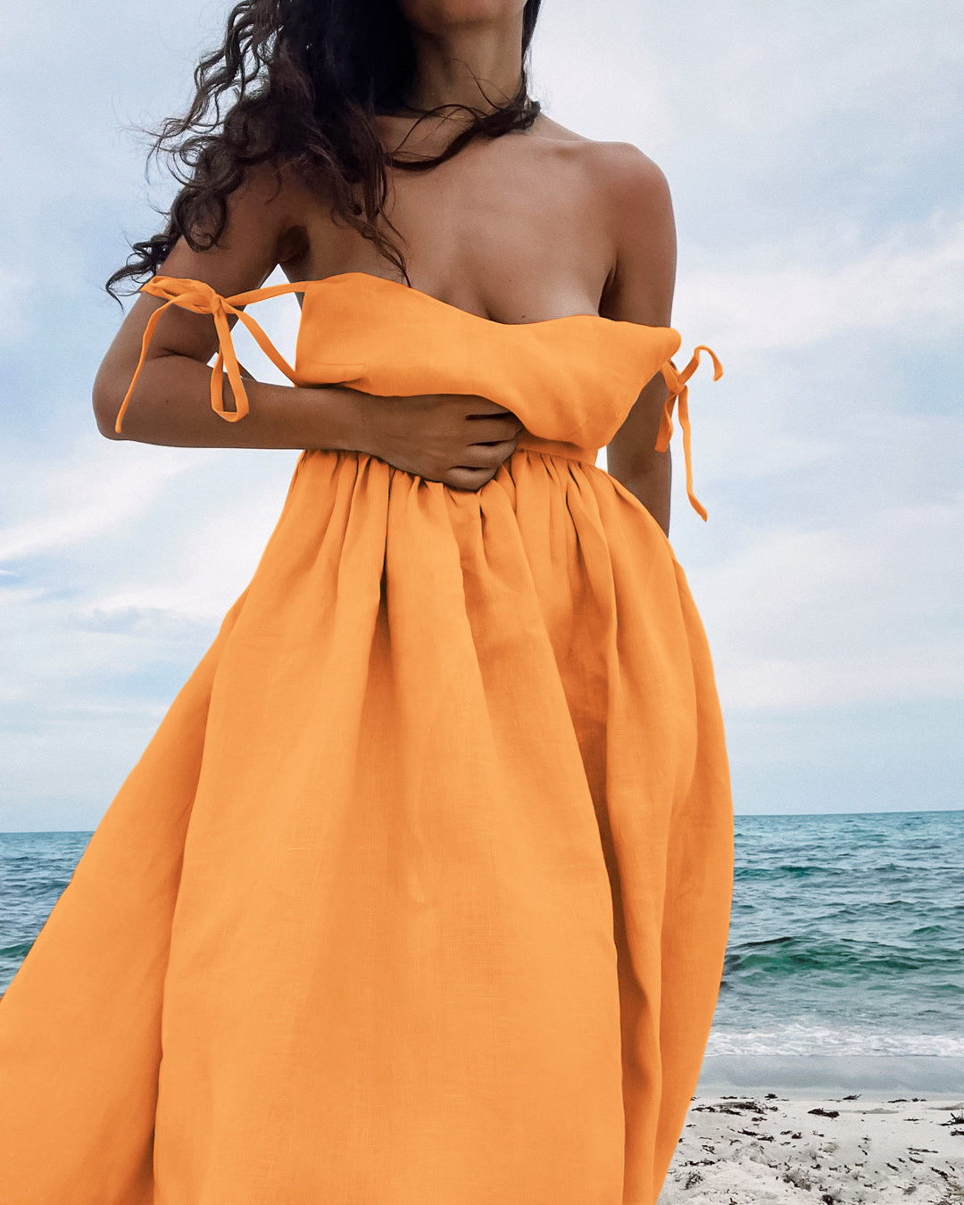 Spring outfits 2024 | Cotton Linen Brown Aesthetic and Beige Aesthetic Sundress