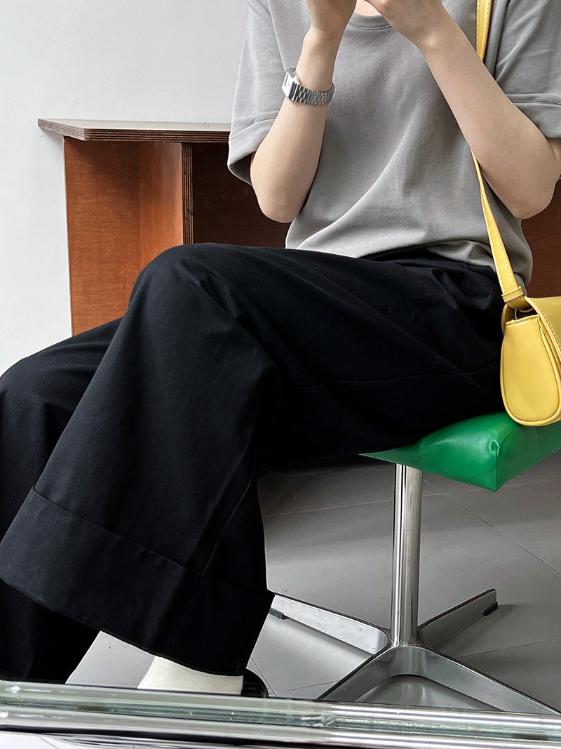 Spring Fits | Old Money Aesthetic Cotton Wide Leg Pants Sizes M-L