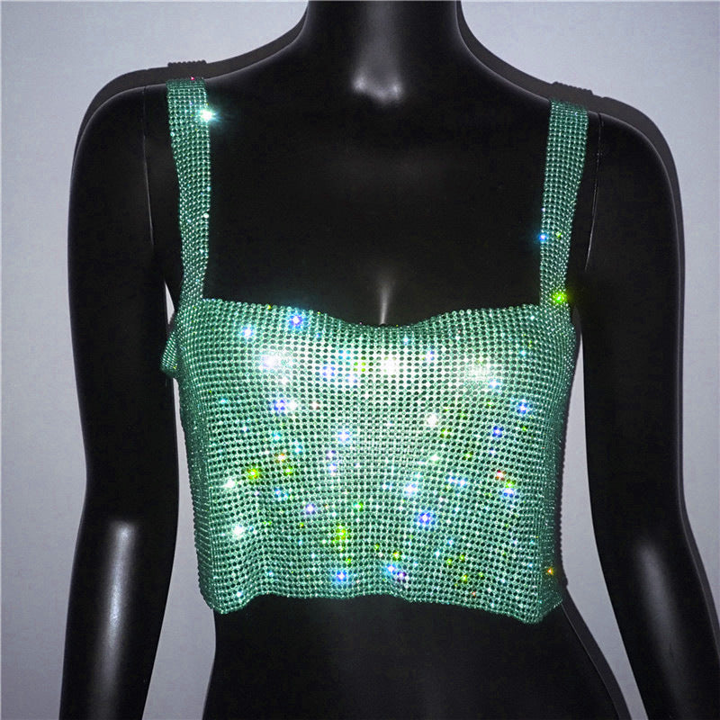 2024 Fashion Trends | Hot Metals Rhinestones Metallic Top