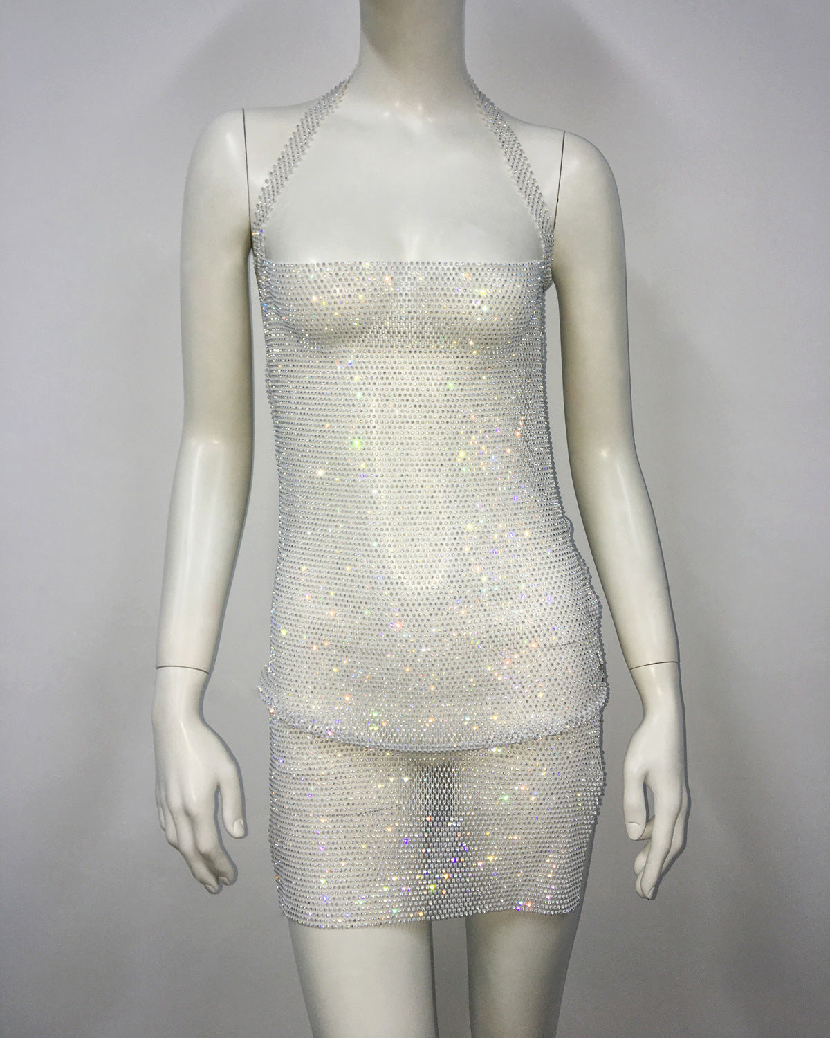 NYE Outfits 2024 | See Through Glitter Rhinestone Mini Dress