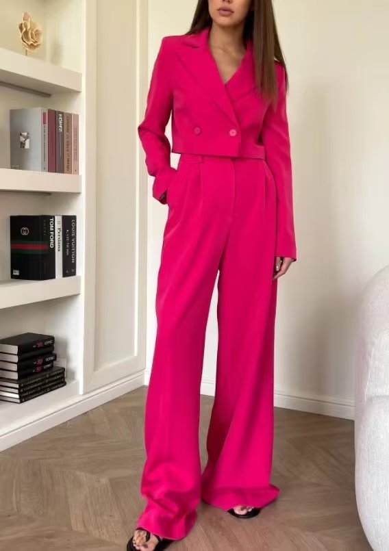 Fall Outfits  Hot Pink Blazer Pants Outfit 2-piece Set – TGC FASHION