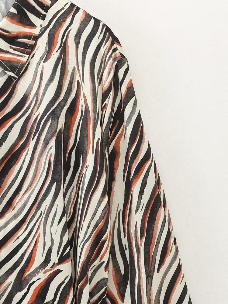 Summer Outfits | Brown Aesthetic Zebra Shirt Dress