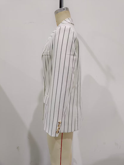 Capsule Wardrobe 2023 | Striped White Blazer Wide Leg Pants Outfit