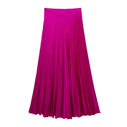 Hot Pink Aesthetic Outfits | Hot Pink Pleated Maxi Skirt