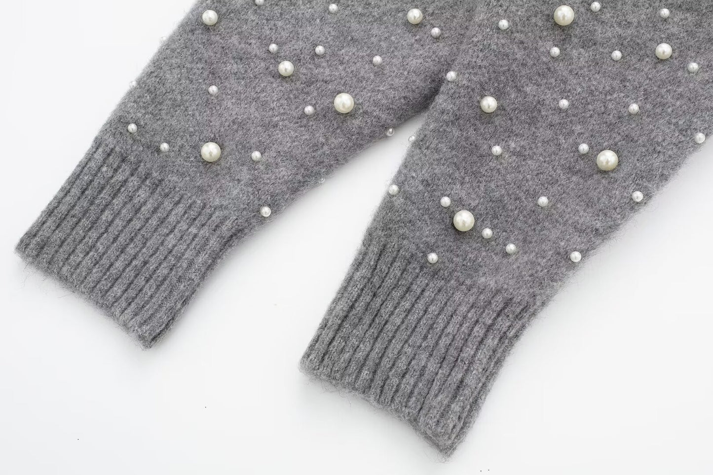 Y2K Winter Outfits | Cotton Silver Gray Glitter Beads Knitted Cardigan Sweater Coat