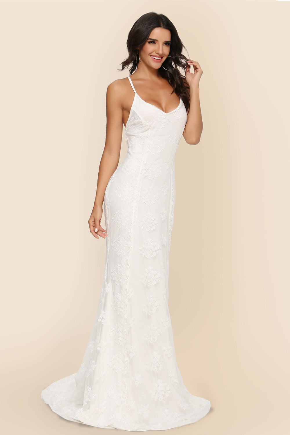Wedding Dresses | Cross Back Lace Trailing Elegant White Wedding Dress
