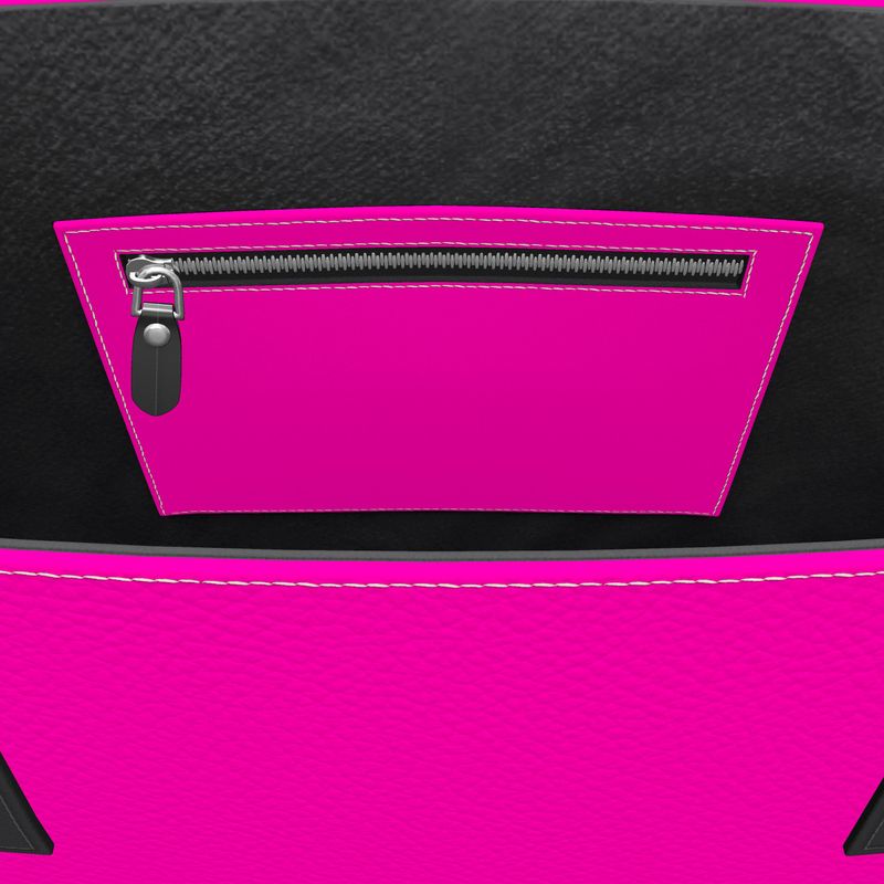 TGC FASHION Hot Pink Aesthetic Large Leather Tote