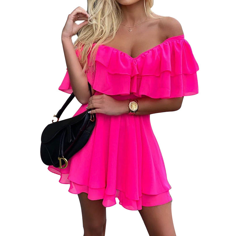 Ruffles Trend 2022 | Chiffon Hot Pink Ruffle Mini Sundress
