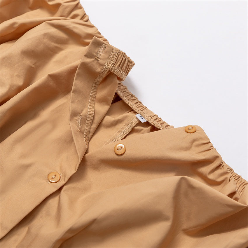Capsule Wardrobe 2023 | Off Shoulder Cotton French Bubble Long Lantern Puff Sleeve Shirt