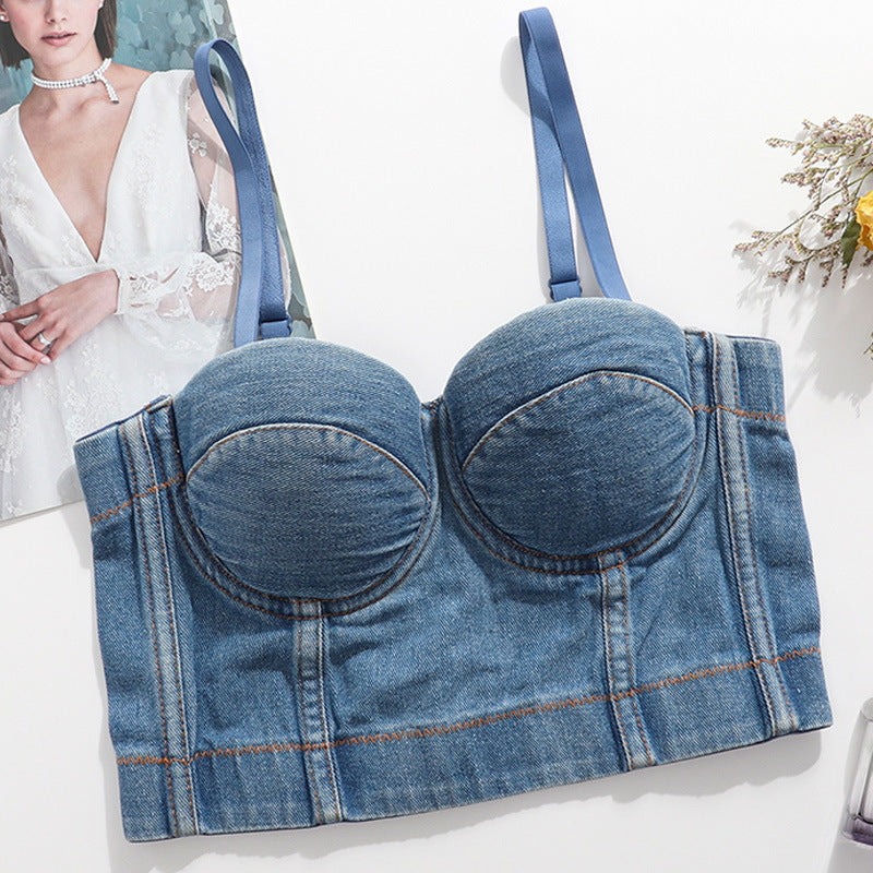 Denim Outfit Ideas | Denim Crop Top Corset