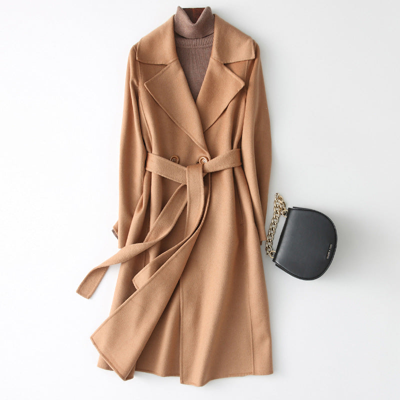 camel long coat tgc fashion long cashmere wool blend long trench coat