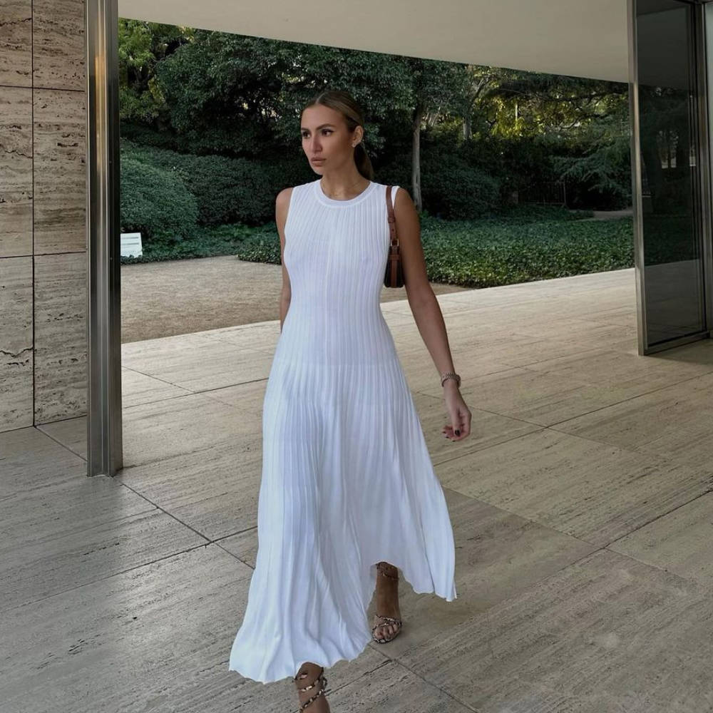 Elegant Dresses 2023 | Elegant White Knitted Maxi Summer Dress M / Rust Red Elegant Dresses 2023 | Elegant White Knitted Maxi Summer Dress M / Rust Red