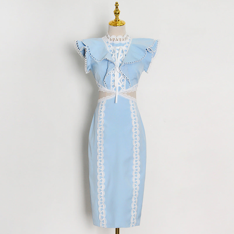 Cute Cut Out Maxi Ruffles Dress