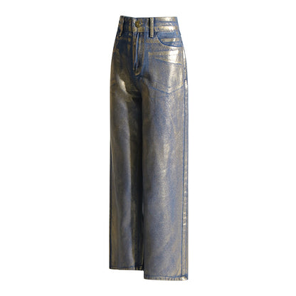 2024 Fashion Trends | Gold Denim Cotton Comfort Winter Wide Leg Pants