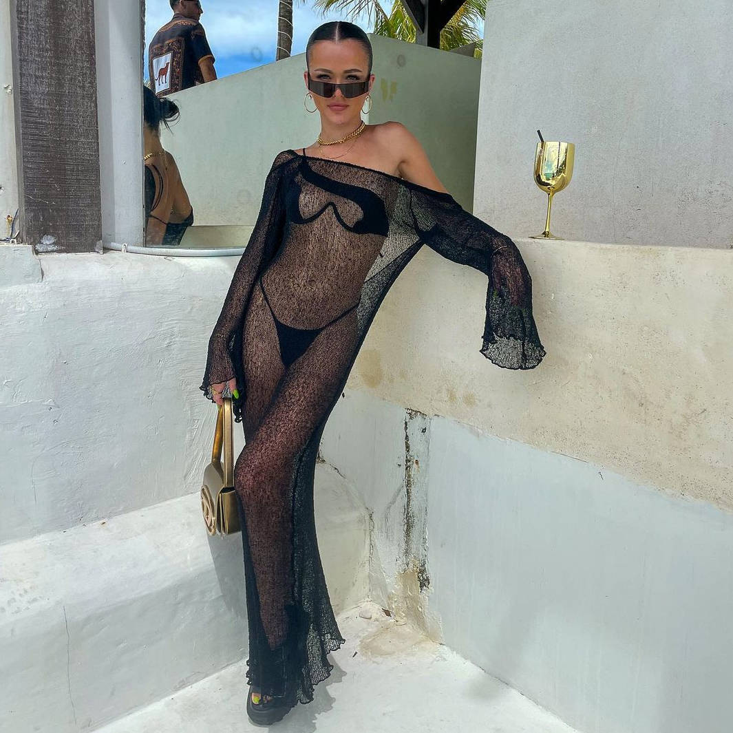 Summer Outfits | Black See Through Backless Slim Fit Comfortable Cotto TGC FASHION Summer Outfits | Black See Through Backless Slim Fit Comfortable Cotto TGC FASHION