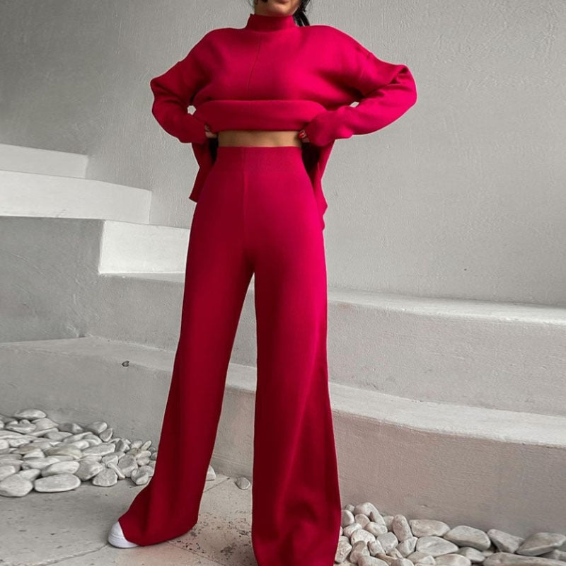 Red Flare Pants with Turtleneck Outfits (2 ideas & outfits