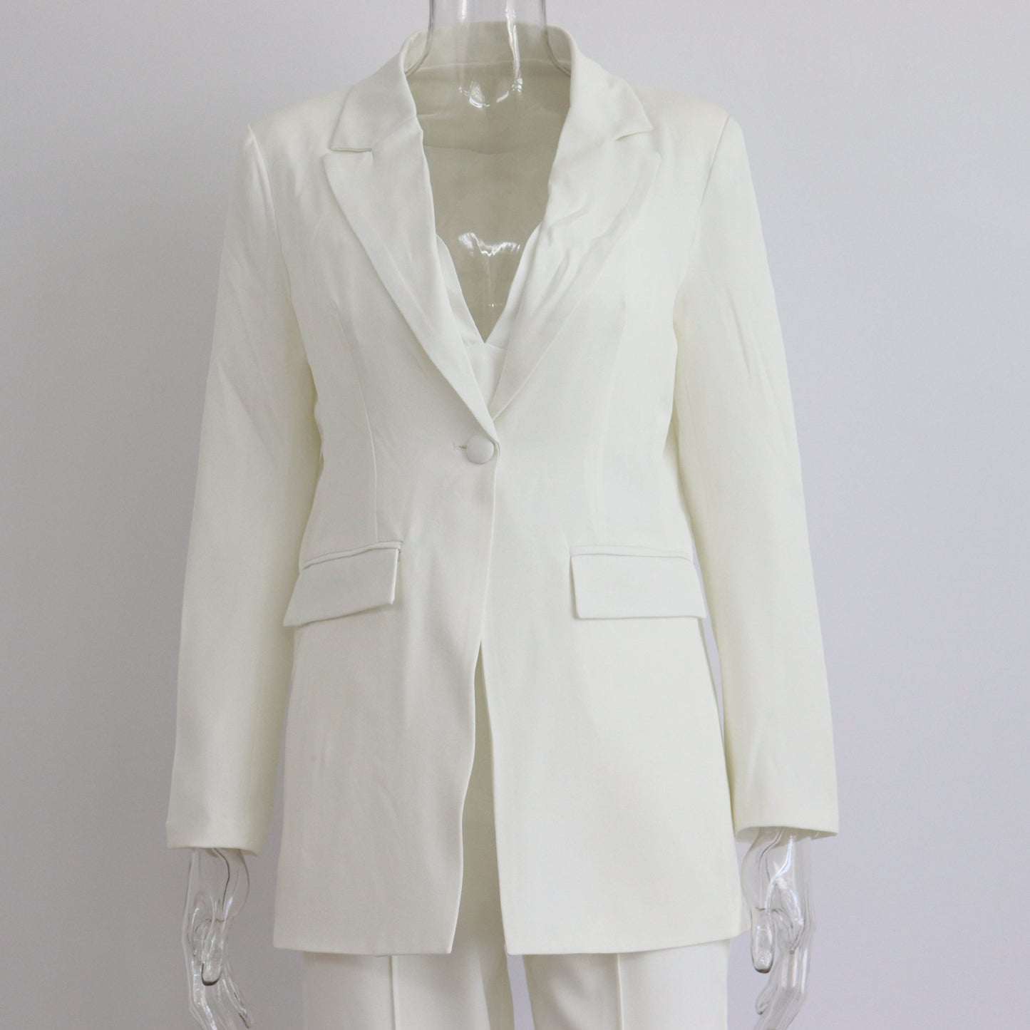 2023 Fashion Trends Blazer Outfits | Blazer Crop Top High Waist Wide Leg Pants Outfit 3-piece Set