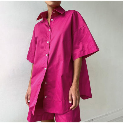 Hot Pink Outfit | Hot Pink Shirt and Shorts 2-piece Set