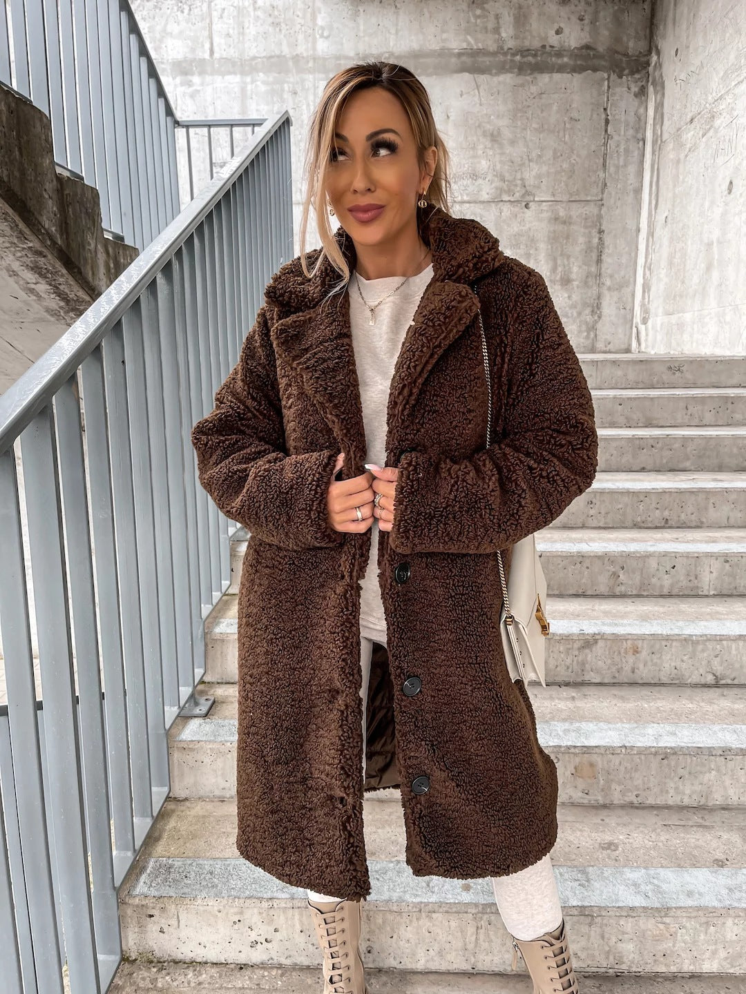 Winter Outfits | Clean Girl Aesthetic Plush Oversized Coat