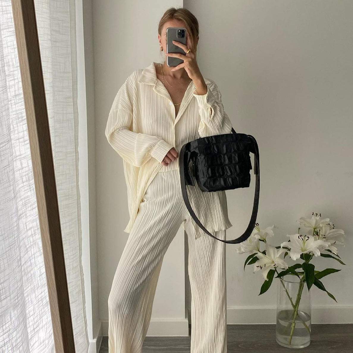 Summer Outfits 2022  Beige Casual Summer Wide Leg Pants Outfit 2