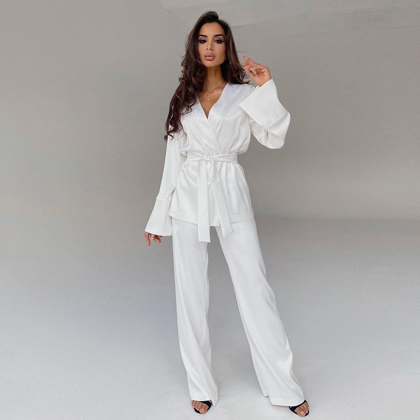 Summer Outfits 2022  Comfortable Skin-Friendly Robe Silk Pants Outfit –  TGC FASHION