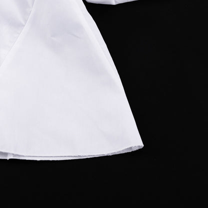 Fashion Outfits 2023 | Black White Contrast Square Collar Puff Sleeve Cut Out Backless Bow Mini Dress
