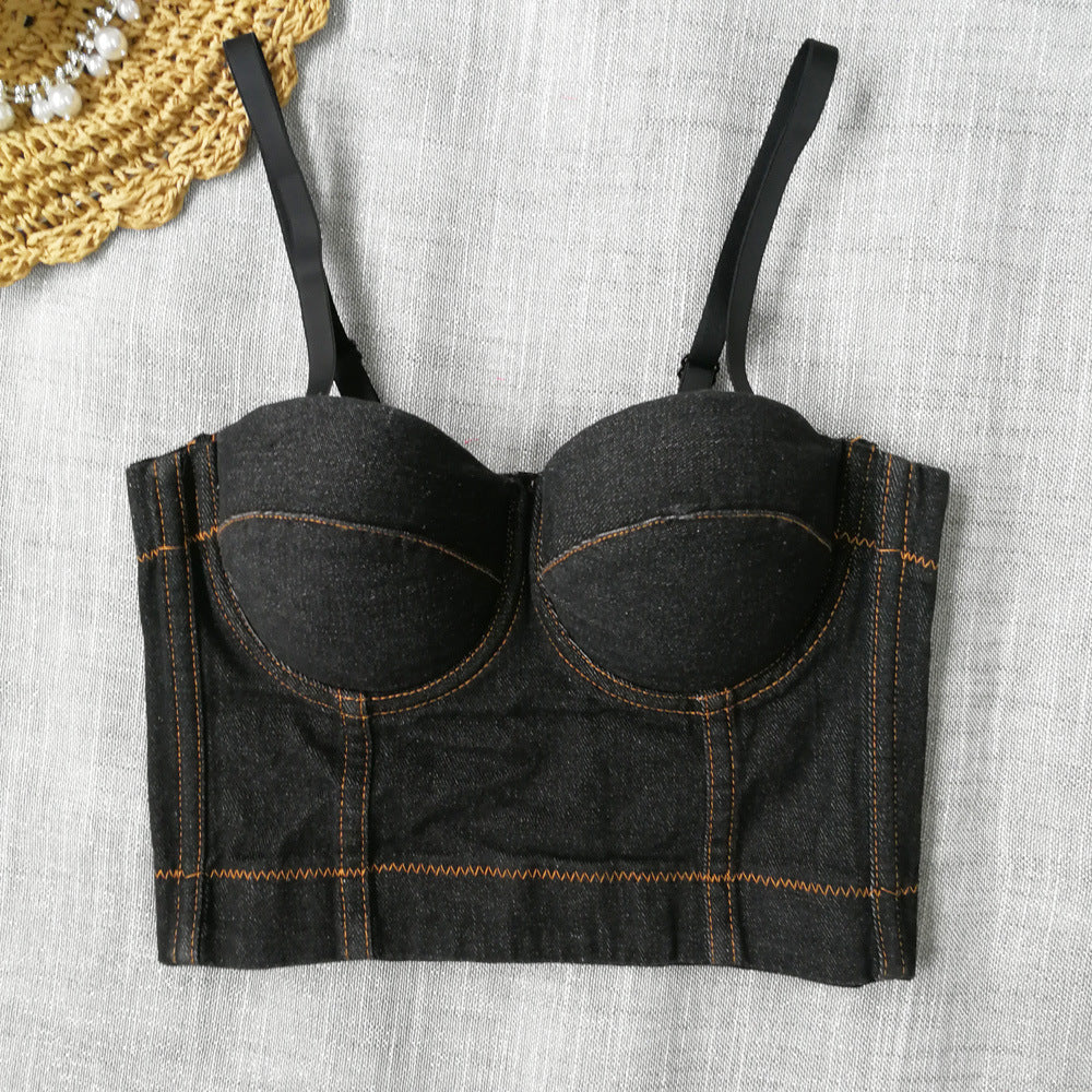 Denim Outfit Ideas | Denim Crop Top Corset