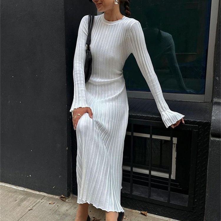 Allegra Minimalist Maxi Knit Dress White / L Allegra Minimalist Maxi Knit Dress White / L