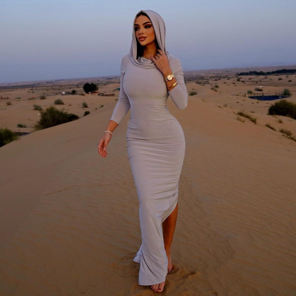 Summer Outfits | High Elastic Elegant Slim Hooded Dress L / White Summer Outfits | High Elastic Elegant Slim Hooded Dress L / White