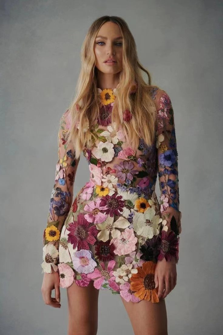 See through 2024 flower dress