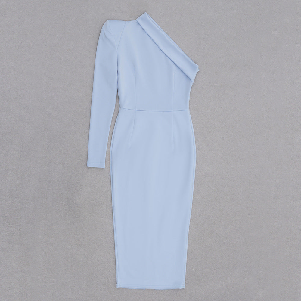 Elegant Dresses 2023 | One Shoulder Puff Sleeve Bow Dress