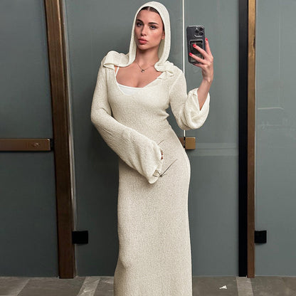 Knitted Dresses | Hooded Knitted Maxi Dress