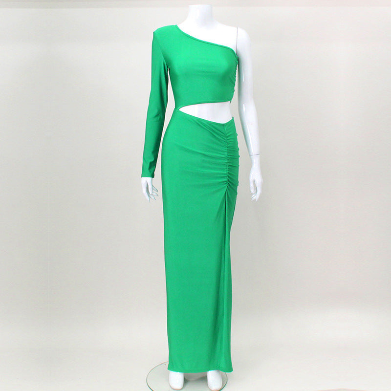 2023 Fashion Trends | Hot Pink One Shoulder Cut Out Pleated Dress