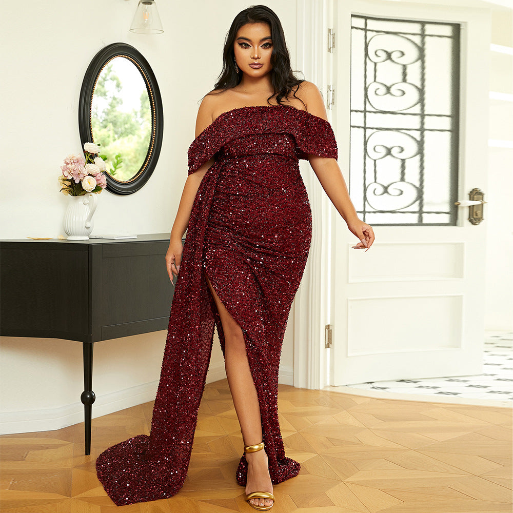 2023 Curvy Fashion Dresses | Off Shoulder NYE Glitter Dress