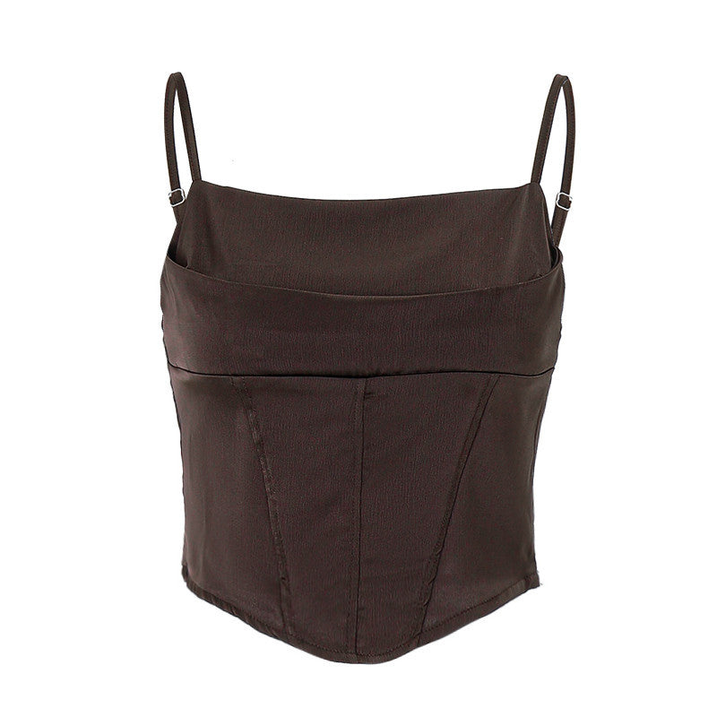 Coquette Corset Outfits | Brown Aesthetic & White Aesthetic Satin Corset Top