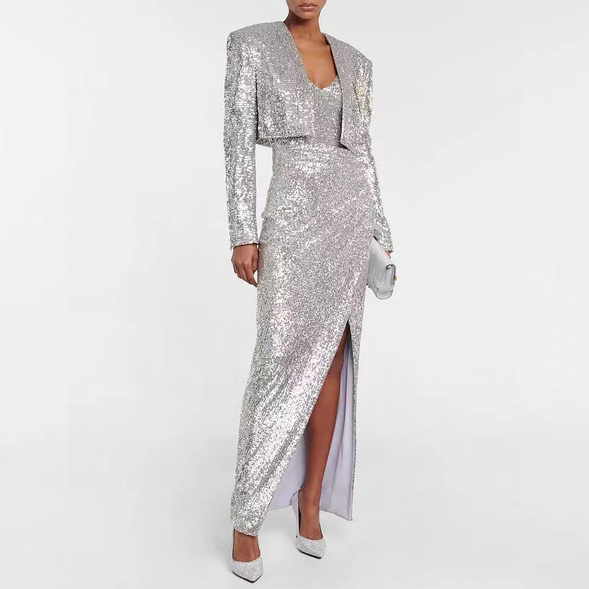 wedding guest silver dress Evening Gowns Silver Grey Dresses For Wedding Guest V Neck Silver Grey Occasion Dresses Long Lace