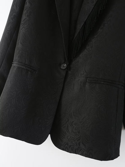 TGC Fashion Blazer Outfits | Elegant Jacquard Black Blazer