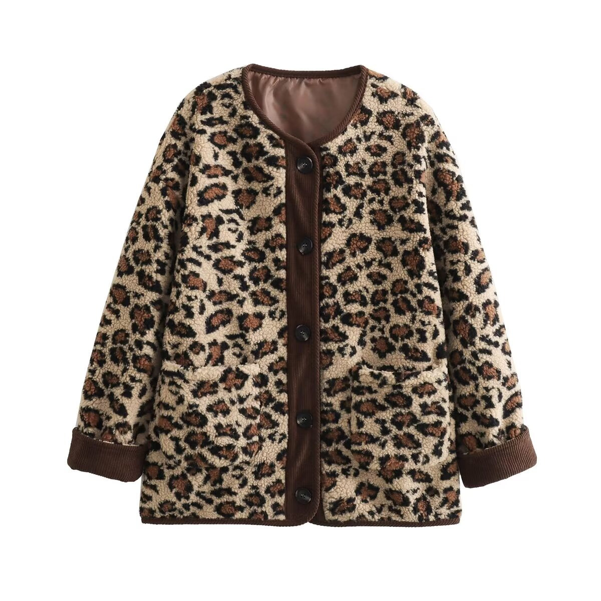 TGC FASHION 2024 Fashion Fall Outfits, Button Wool Leopard Print Coat