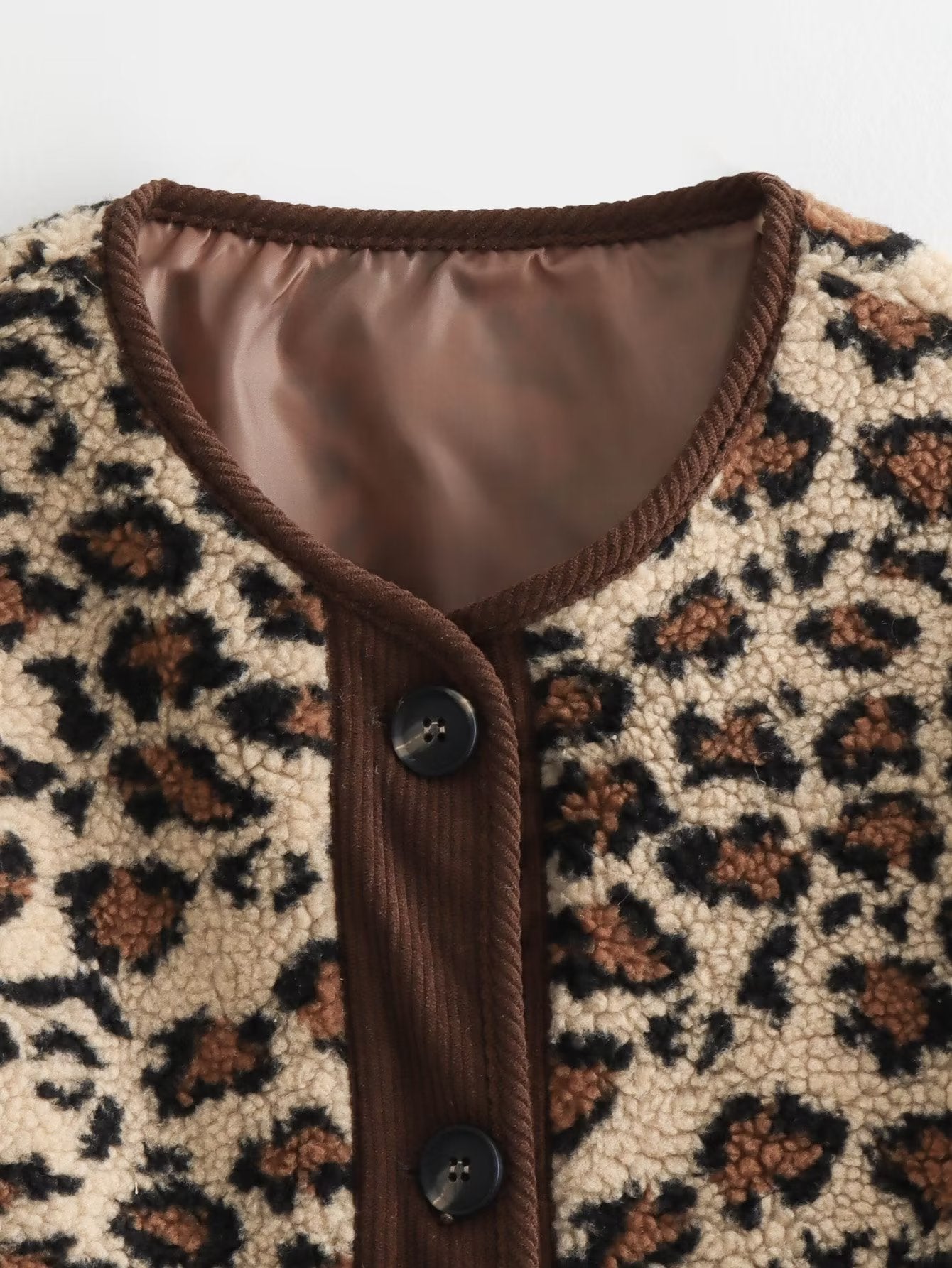 TGC FASHION 2024 Fashion Fall Outfits, Button Wool Leopard Print Coat