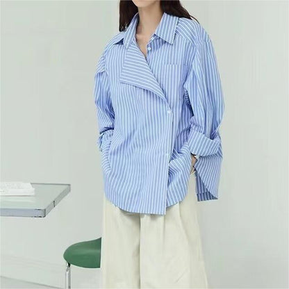 Casual Spring Outfits 2024 | Striped French Cotton Long Sleeve Shirt