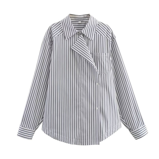 Casual Spring Outfits 2024 | Striped French Cotton Long Sleeve Shirt