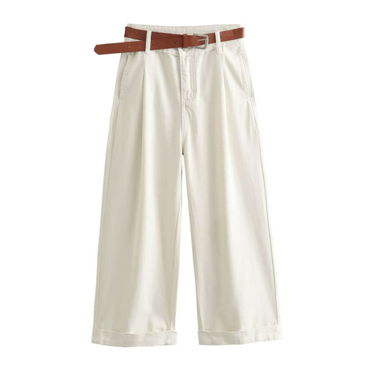 Spring Outfits 2024 | Cotton White Wide Leg Pants