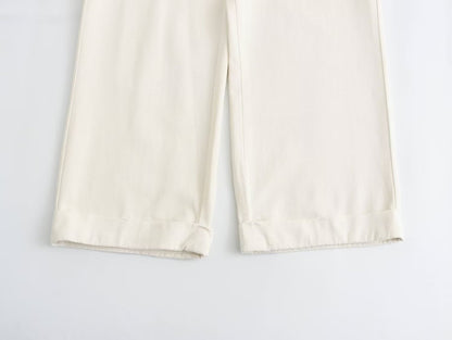 Spring Outfits 2024 | Cotton White Wide Leg Pants