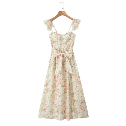 Fun Spring Dresses 2024 | Flutter Sleeves Bow Floral Dress