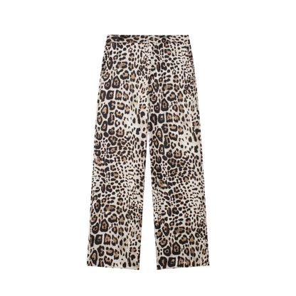 2024 Fashion Trends| Leopard Shirt Straight Pants Outfit