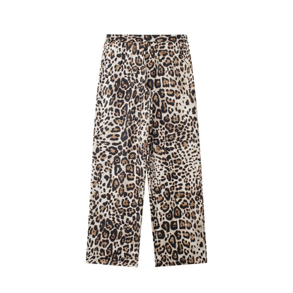 2024 Fashion Trends| Leopard Shirt Straight Pants Outfit