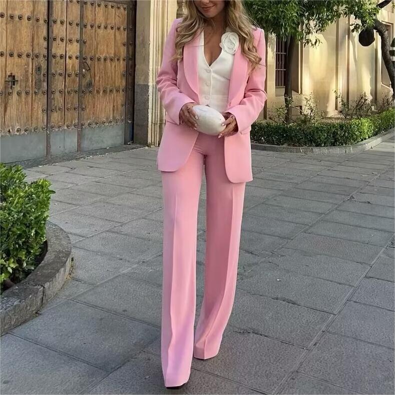 TGC Fashion Blazer Outfits 2024, High Waist Pants Pink Blazer Outfit